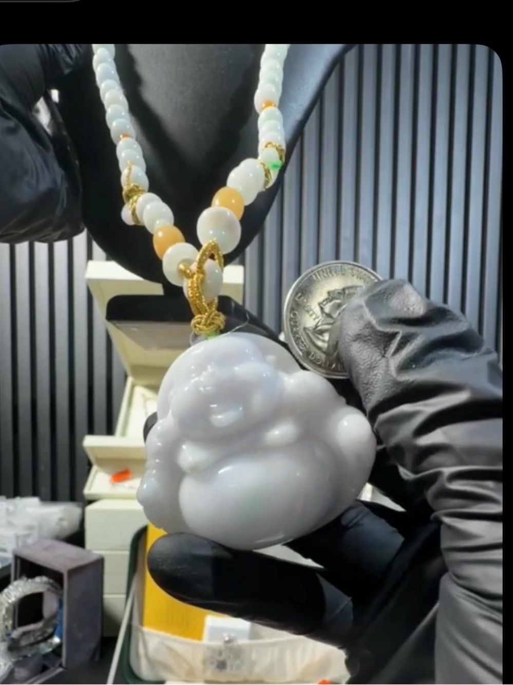 Natural grade A White jade Buddha